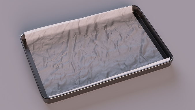 Oven Tray with Parchment Paper 3D model 4