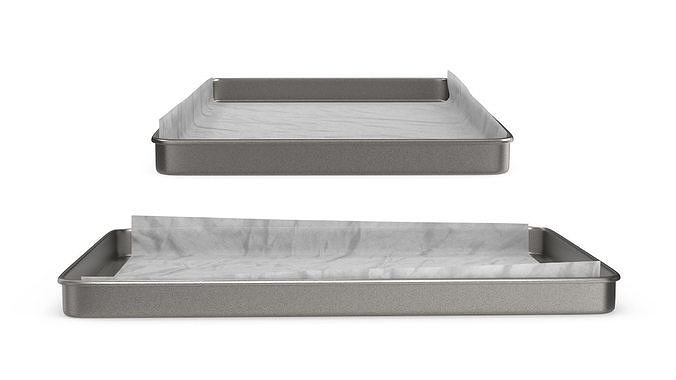 Oven Tray with Parchment Paper 3D model 7