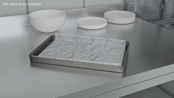 Oven Tray with Parchment Paper 3D model