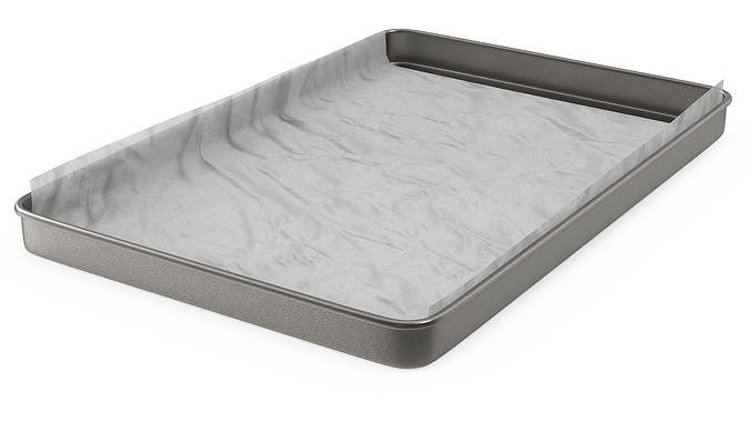 Oven Tray with Parchment Paper 3D model 5