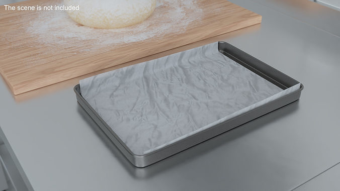 Oven Tray with Parchment Paper 3D model 2