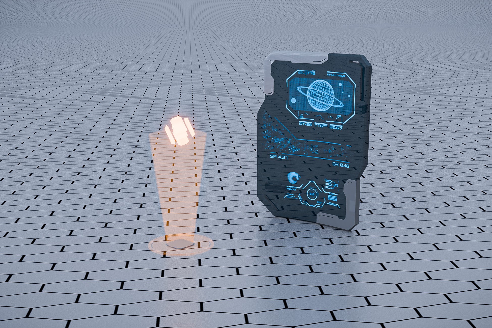 Teleport and Power Sci-fi Set Low-poly 3D model_17