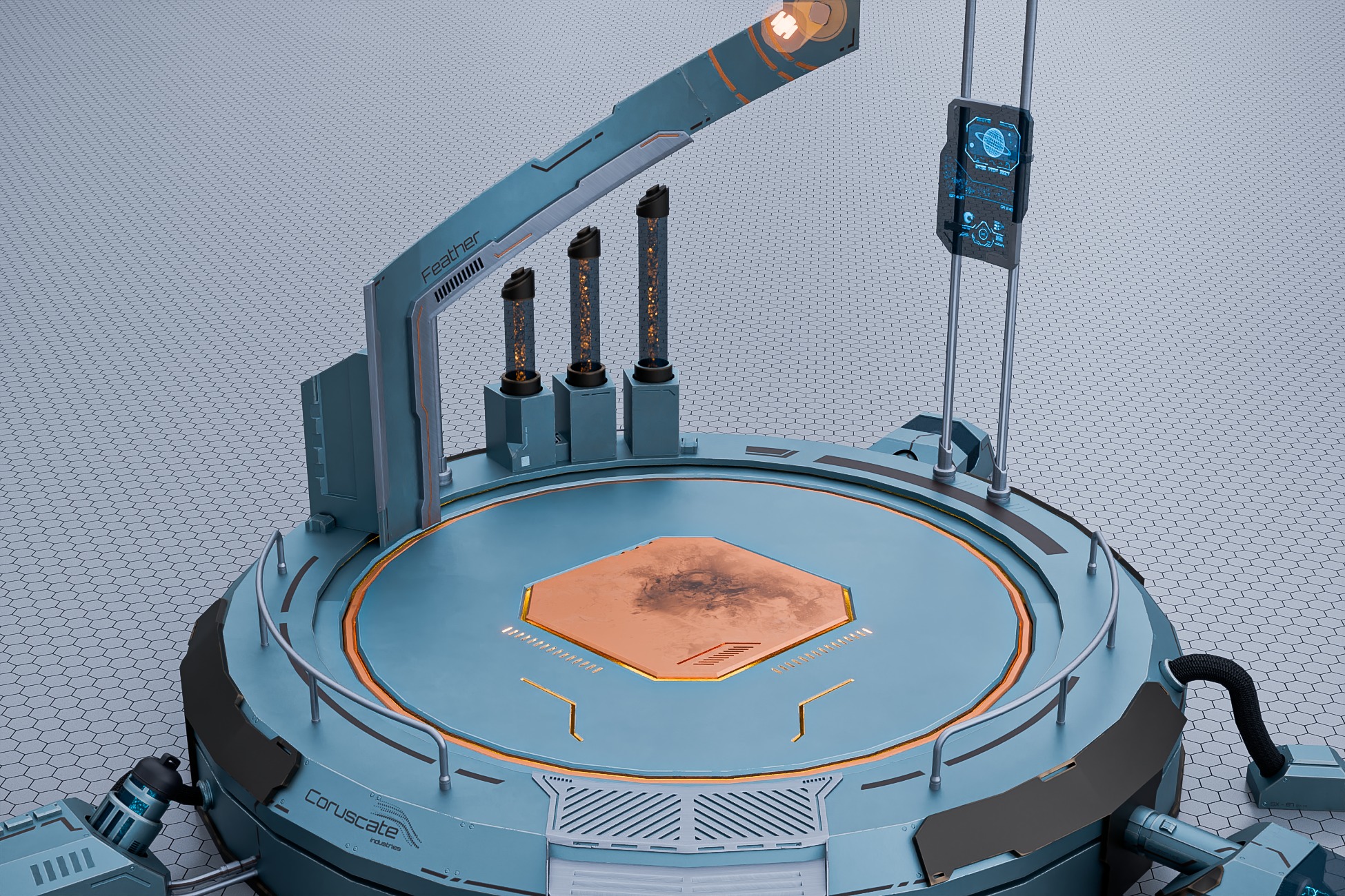 Teleport and Power Sci-fi Set Low-poly 3D model_6