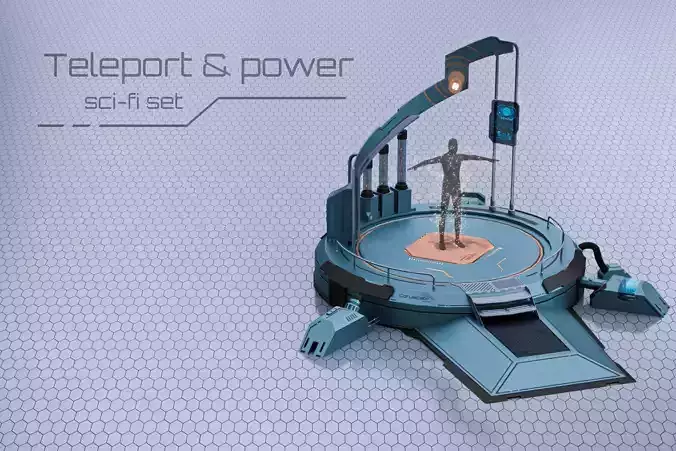 Teleport and Power Sci-fi Set Low-poly 3D model