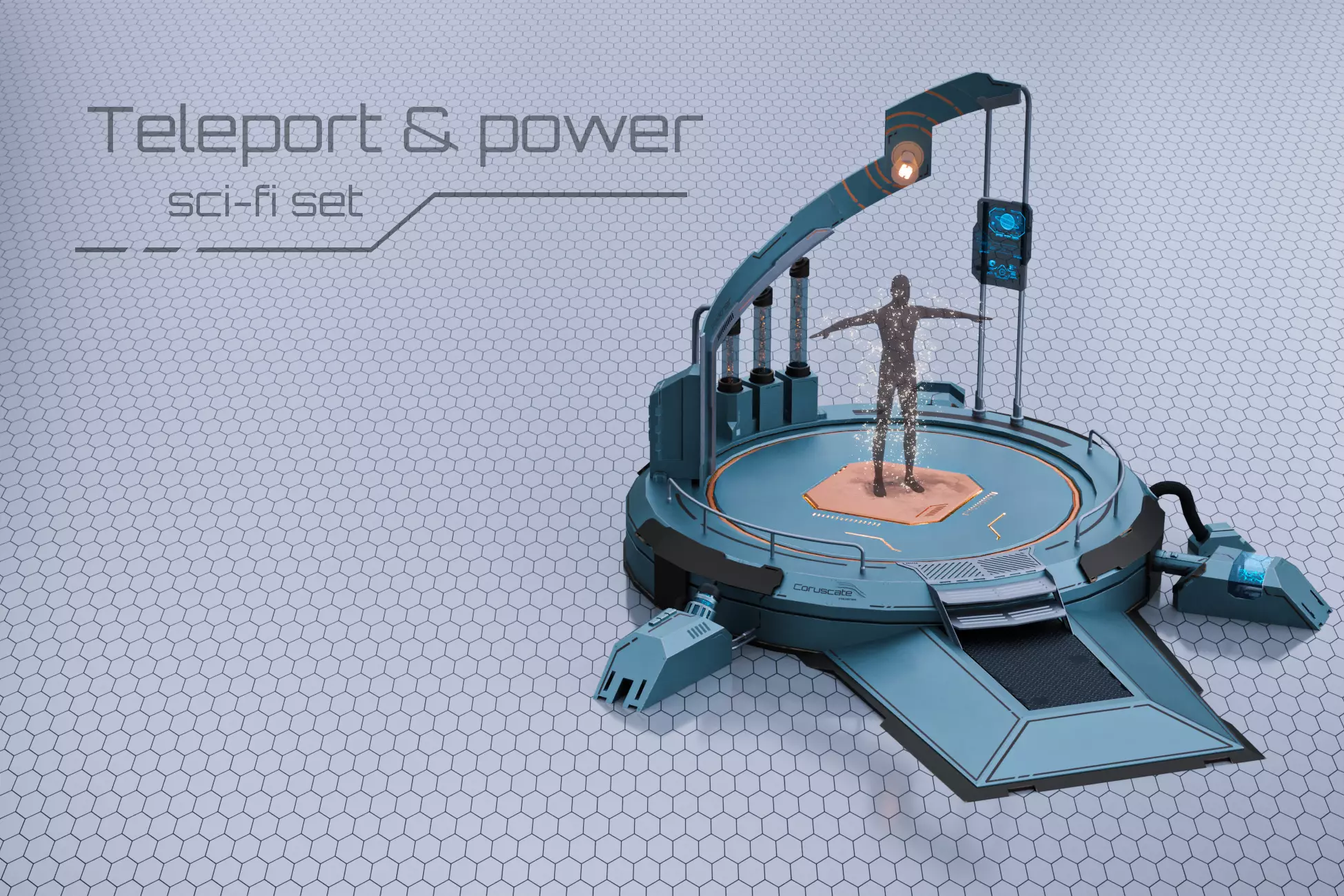 Teleport and Power Sci-fi Set Low-poly 3D model_0