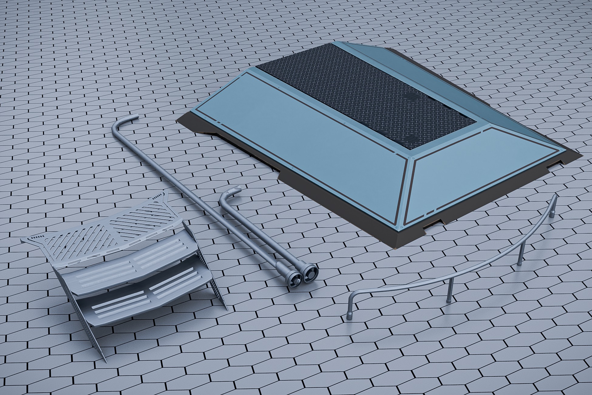 Teleport and Power Sci-fi Set Low-poly 3D model_16