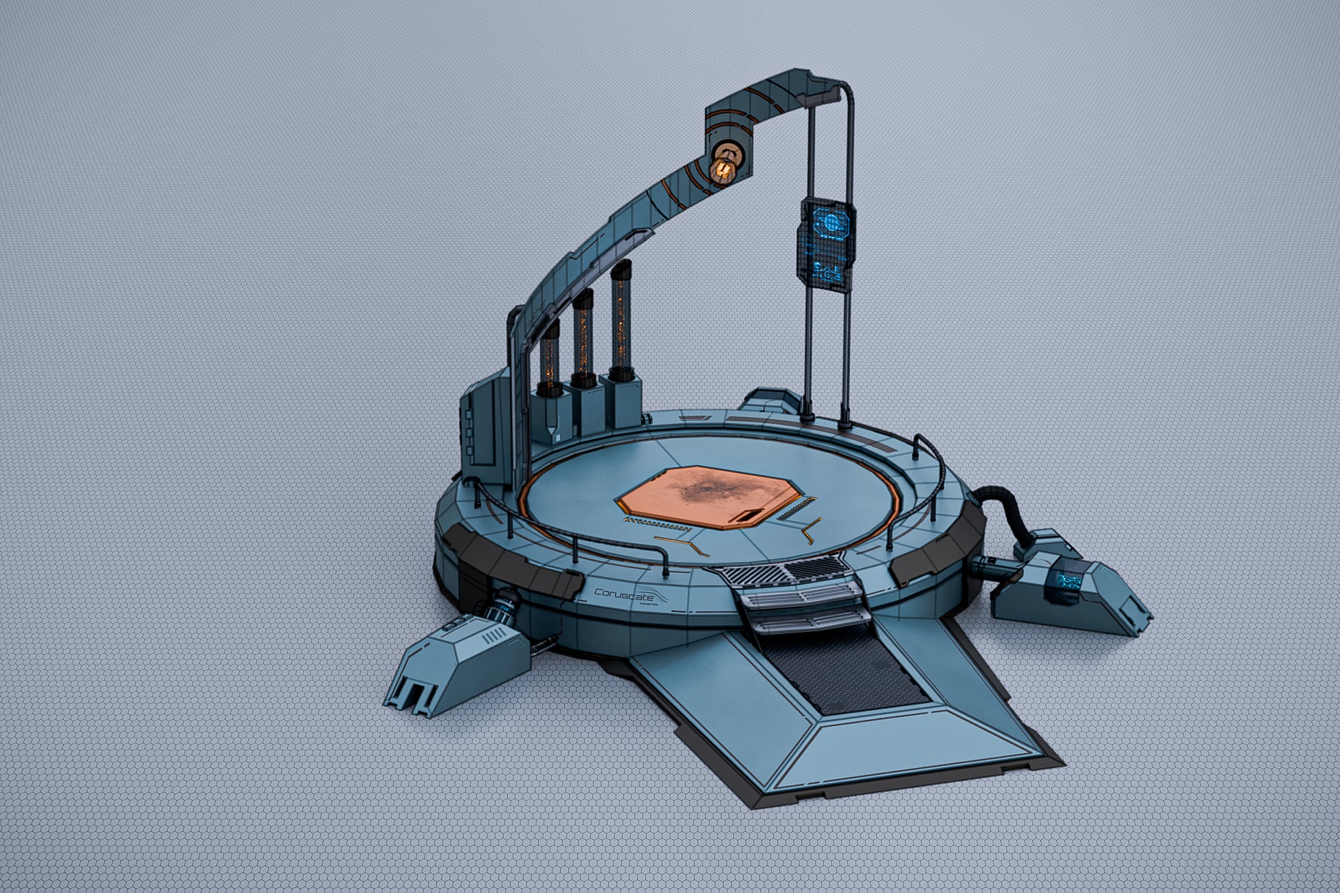 Teleport and Power Sci-fi Set Low-poly 3D model_11