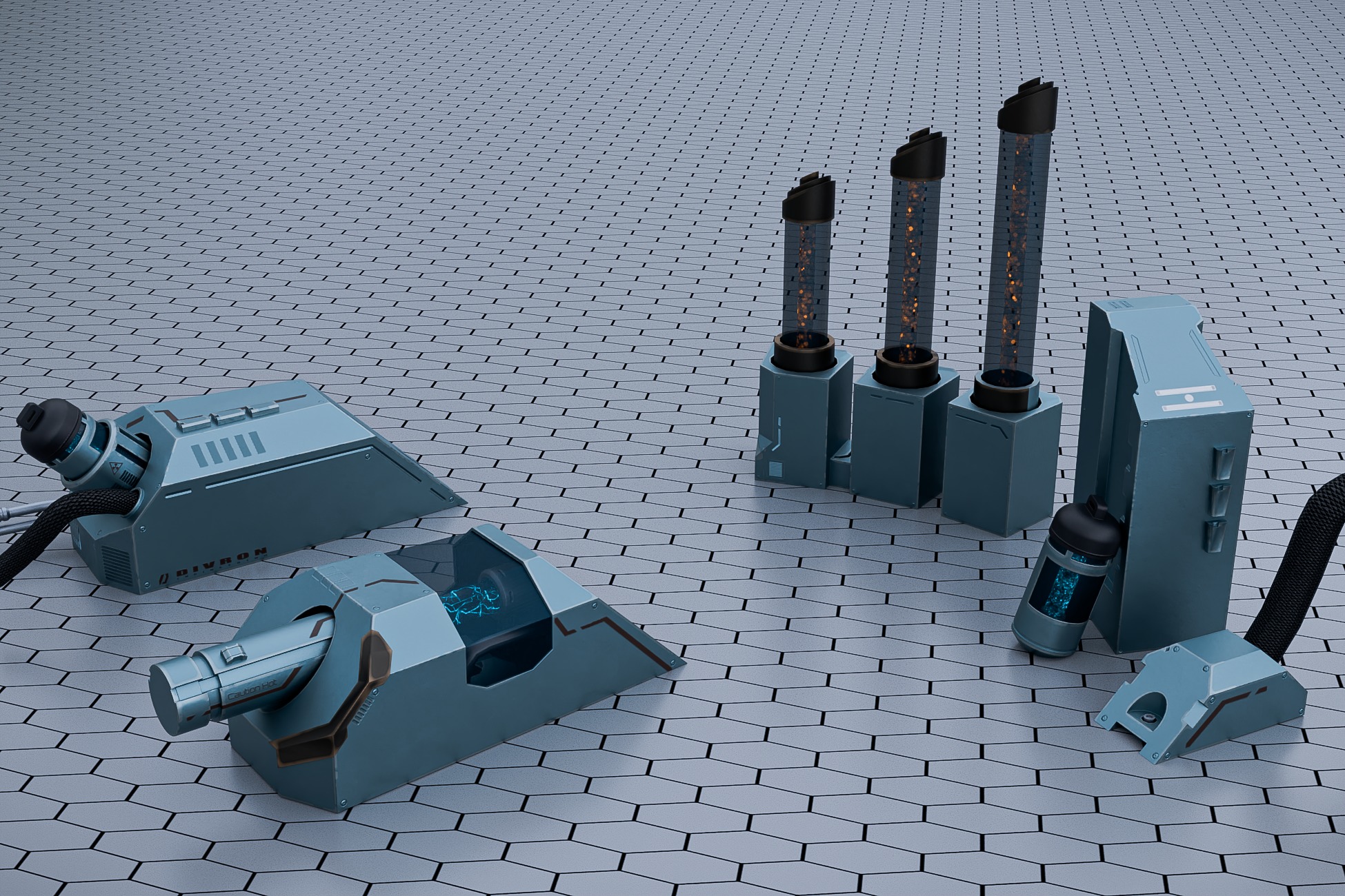 Teleport and Power Sci-fi Set Low-poly 3D model_13