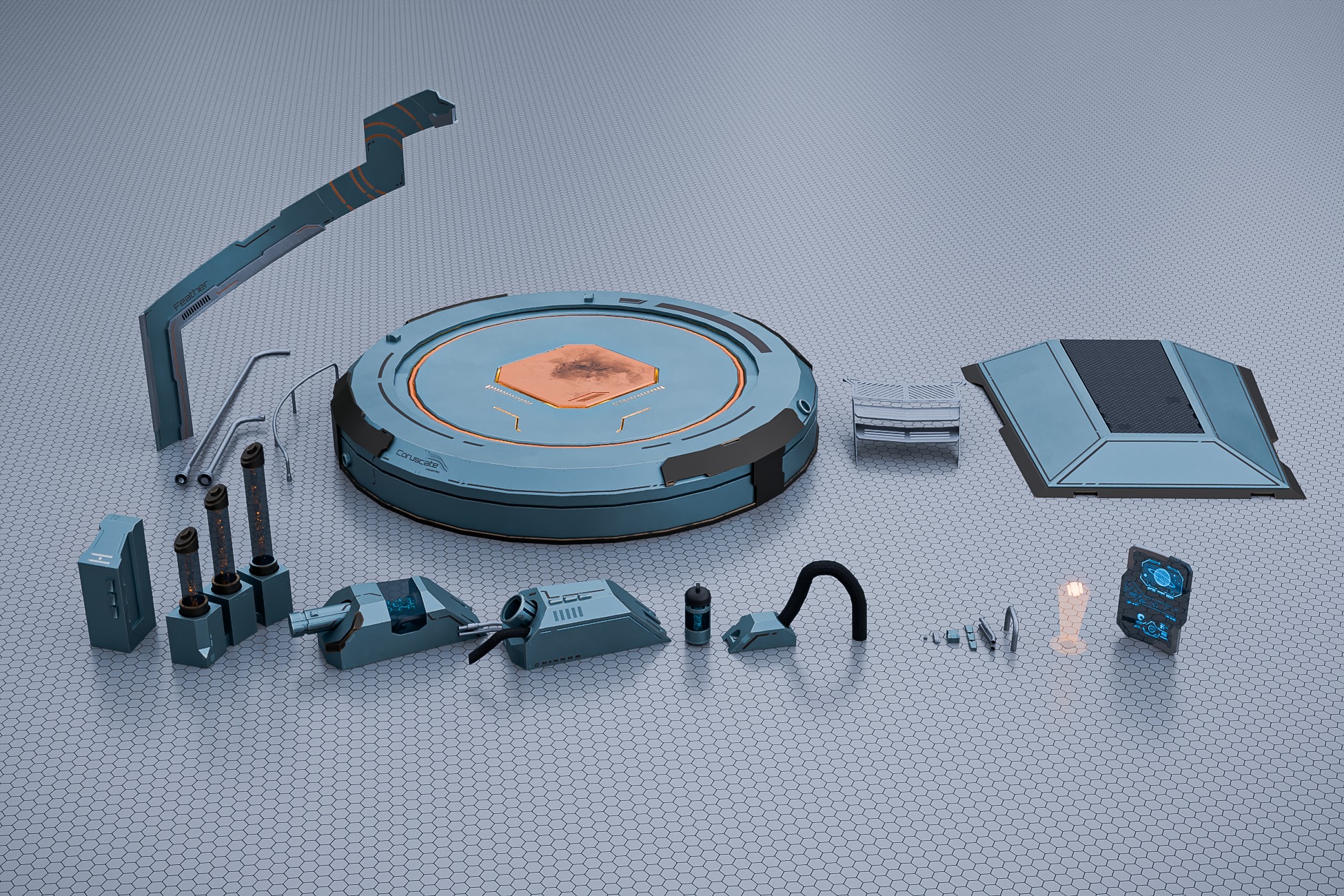 Teleport and Power Sci-fi Set Low-poly 3D model_12