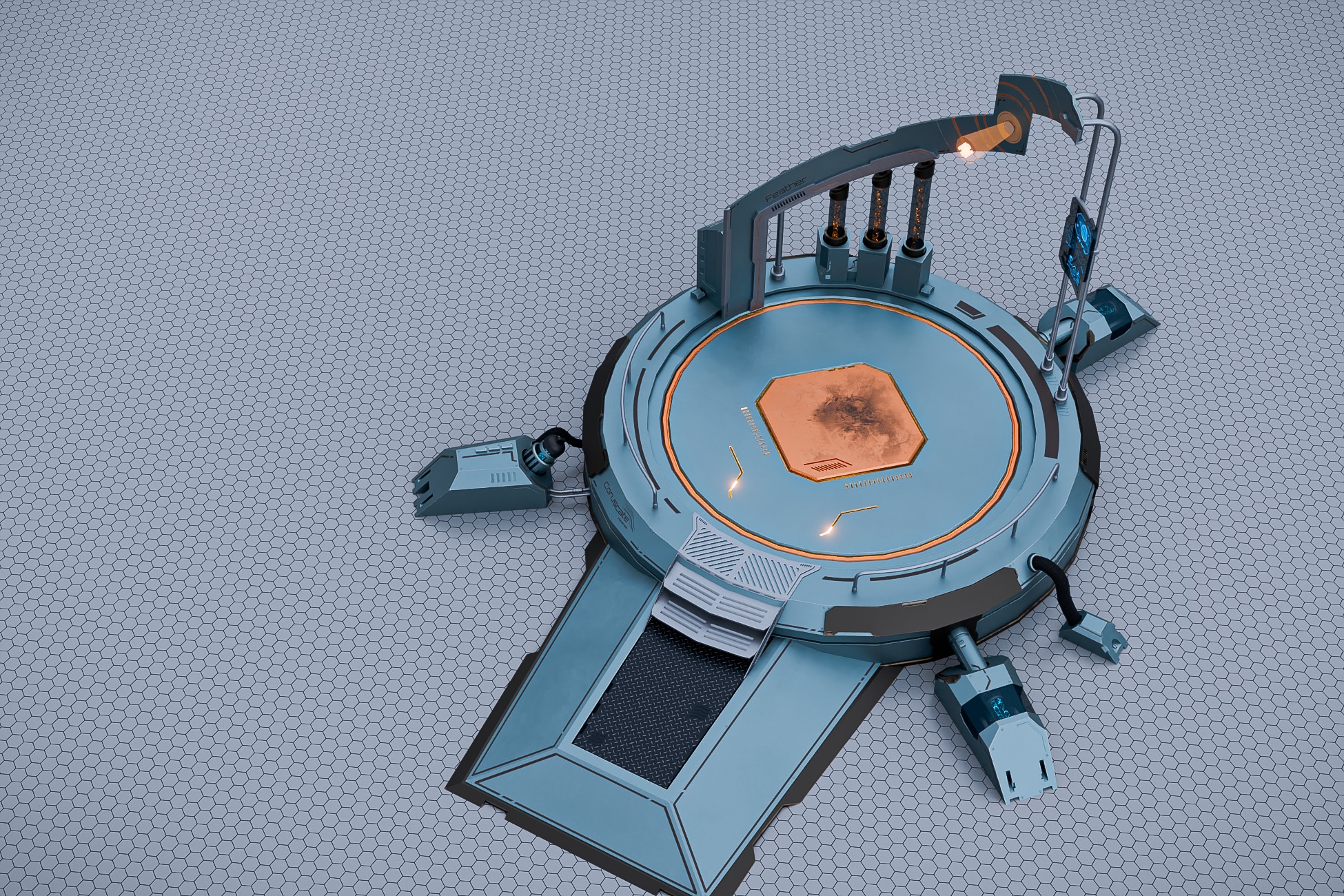 Teleport and Power Sci-fi Set Low-poly 3D model_3