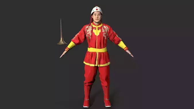 musician character Low-poly 3D model