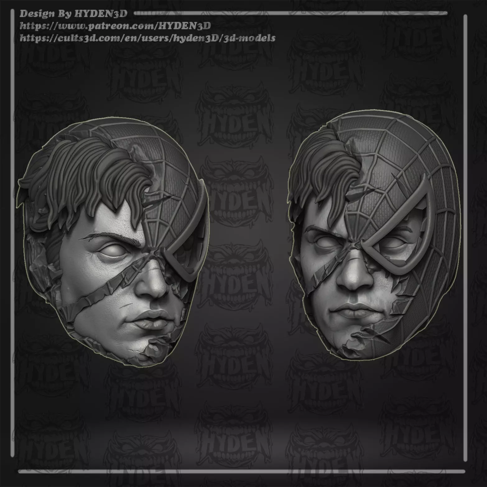 spiderman damaged headas 3D print model