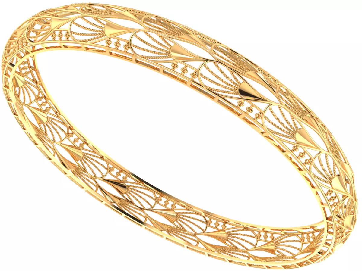 1424 Delicate Gold Bangle 9gm 3D print model_0