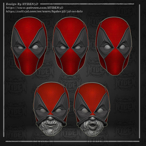 deadpool movie heads 3D print model