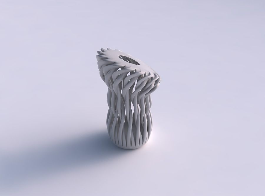 Vase twisted round top with muscle sturcture squeezed with st... 3D print model_0