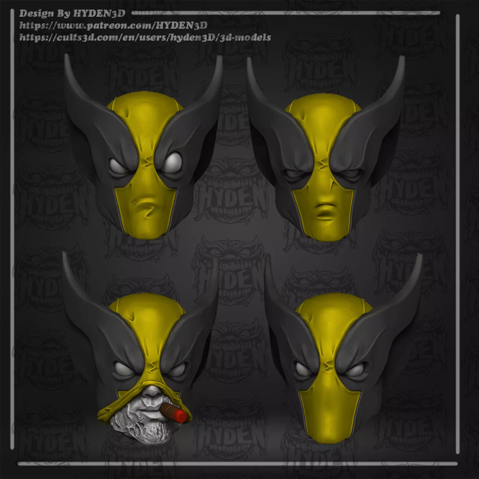 deadpool wolverine head 3D print model_0