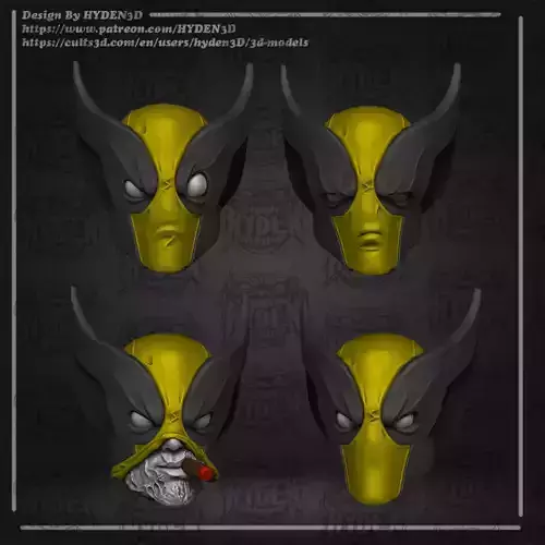 deadpool wolverine head 3D print model