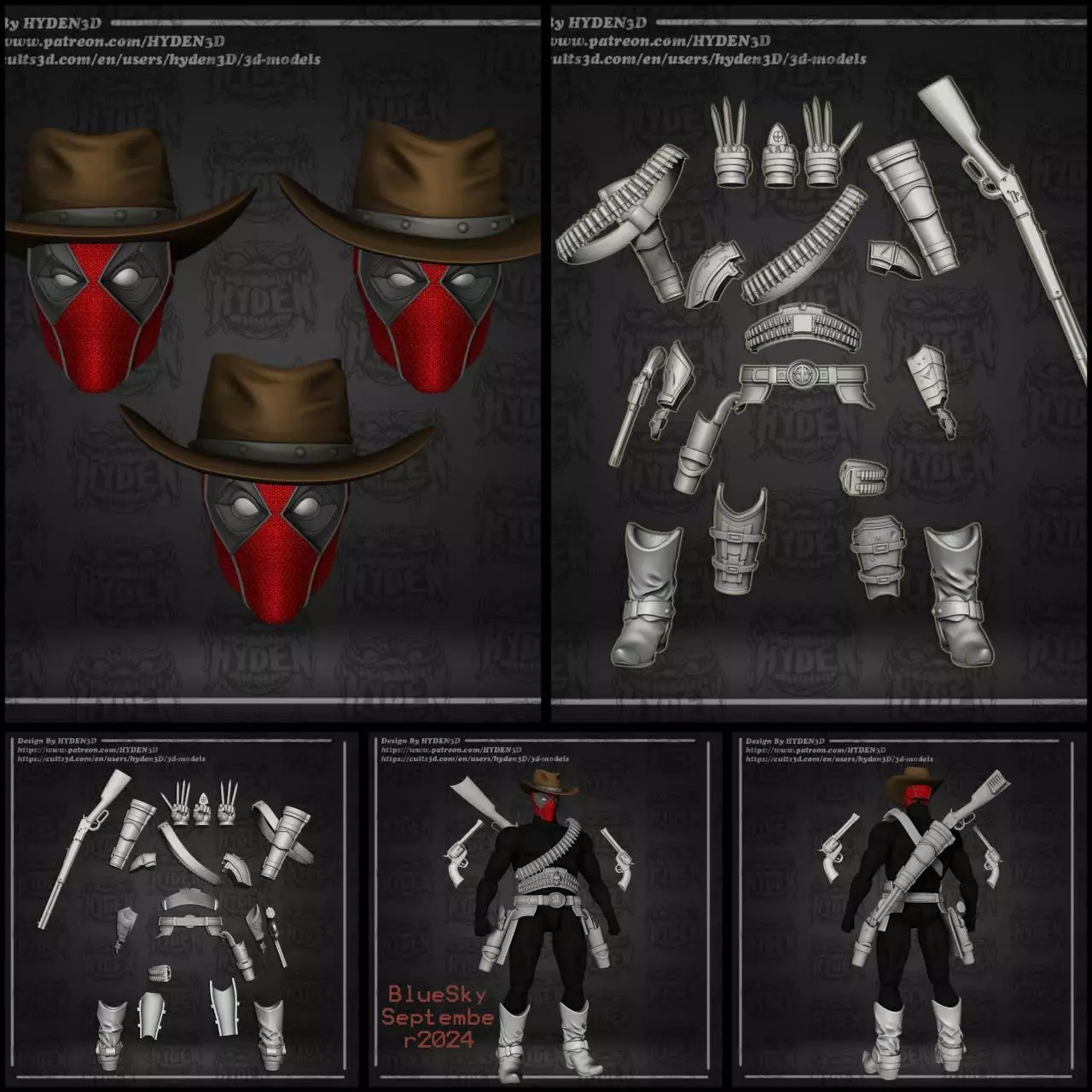 deadpool cowboy pack 3D print model_0