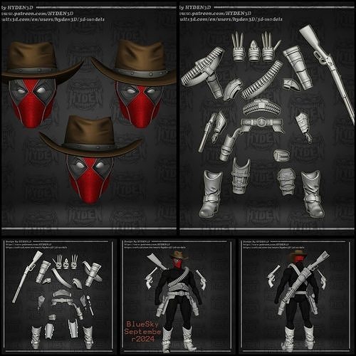 deadpool cowboy pack 3D print model