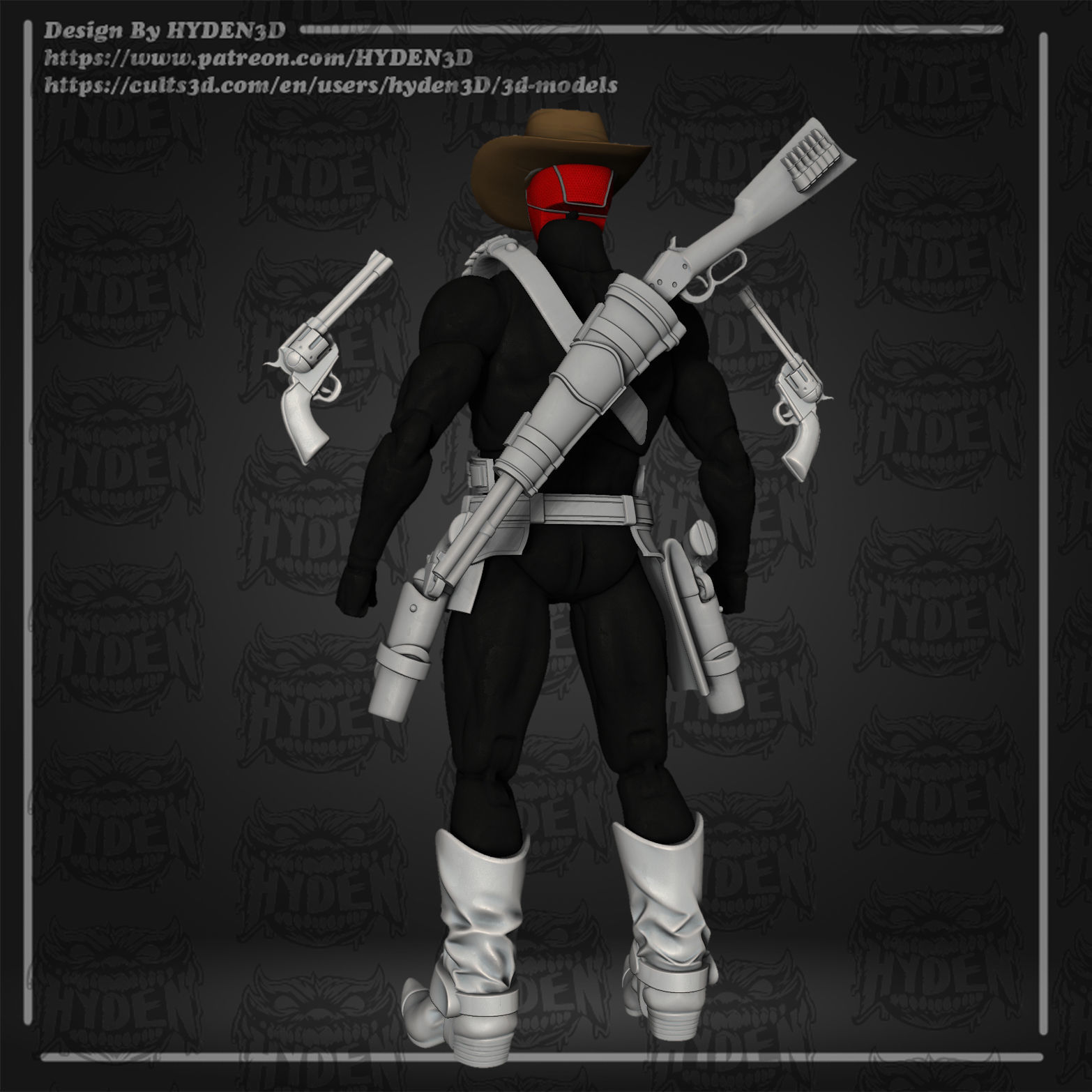 deadpool cowboy pack 3D print model_8