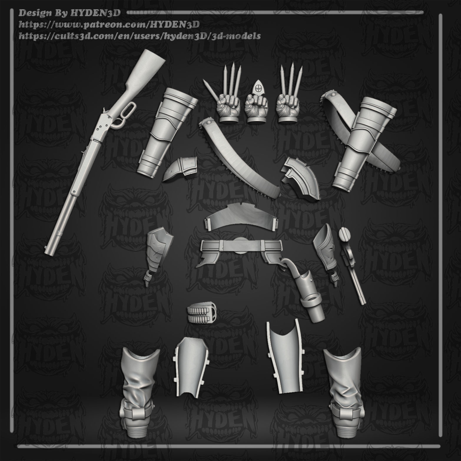 deadpool cowboy pack 3D print model_2