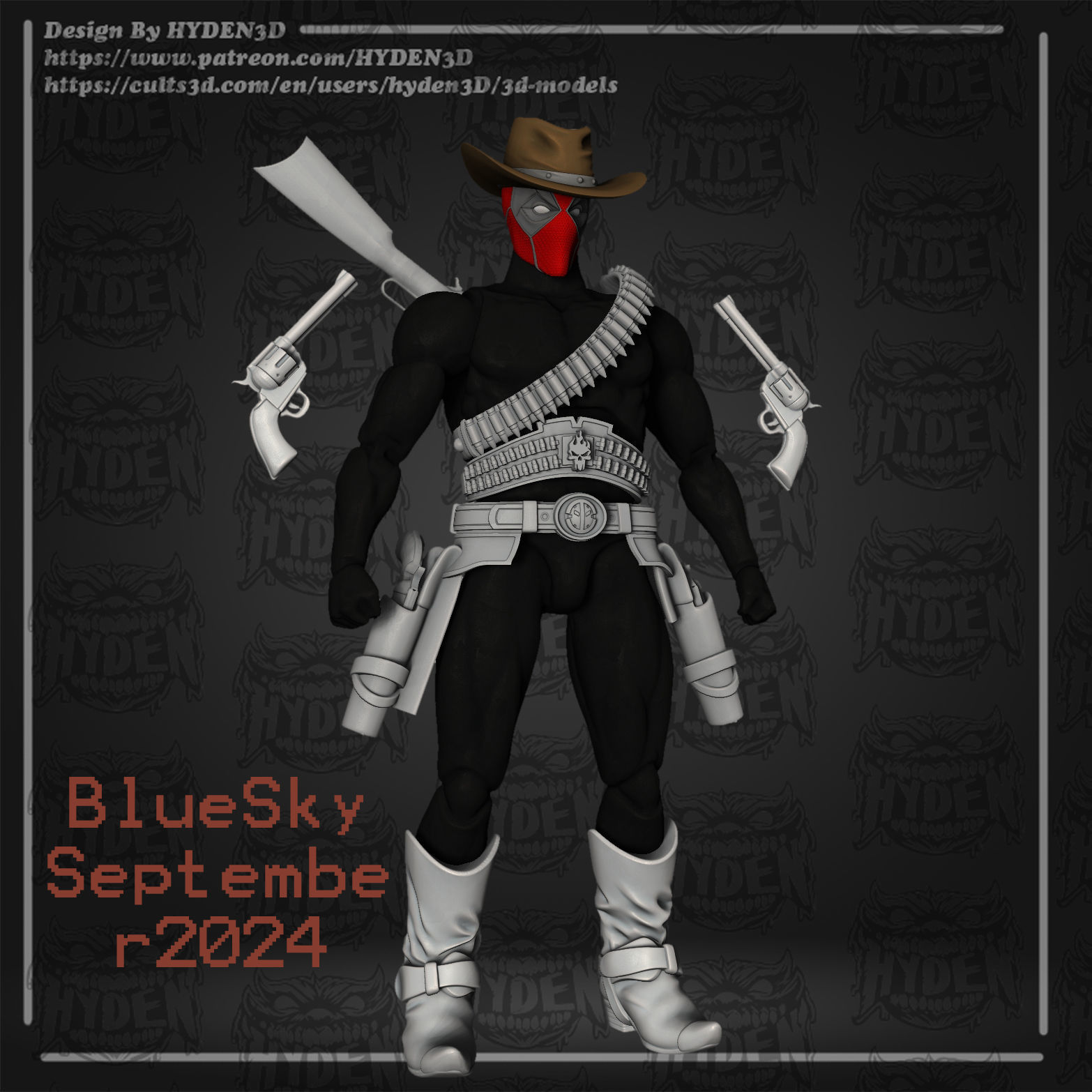 deadpool cowboy pack 3D print model_6