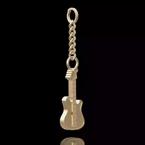 Guitar key holder silver gold  printable jewelry 3D model