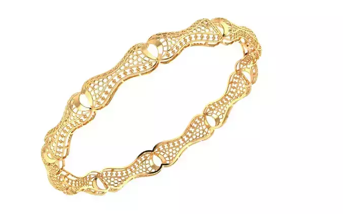 70 Rhythmic Wave Gold Bangle 9gm 3D print model
