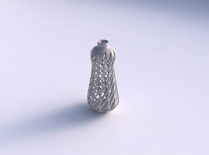 Vase twisted pear with smooth cuts and extruded top widened top 3D print model