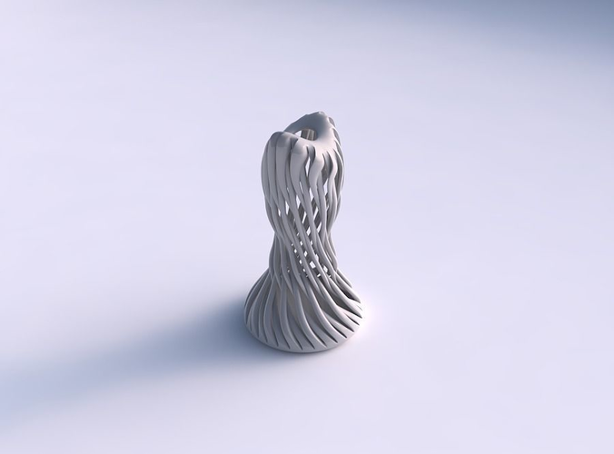 Vase twisted round top with muscle sturcture twisted and streched top