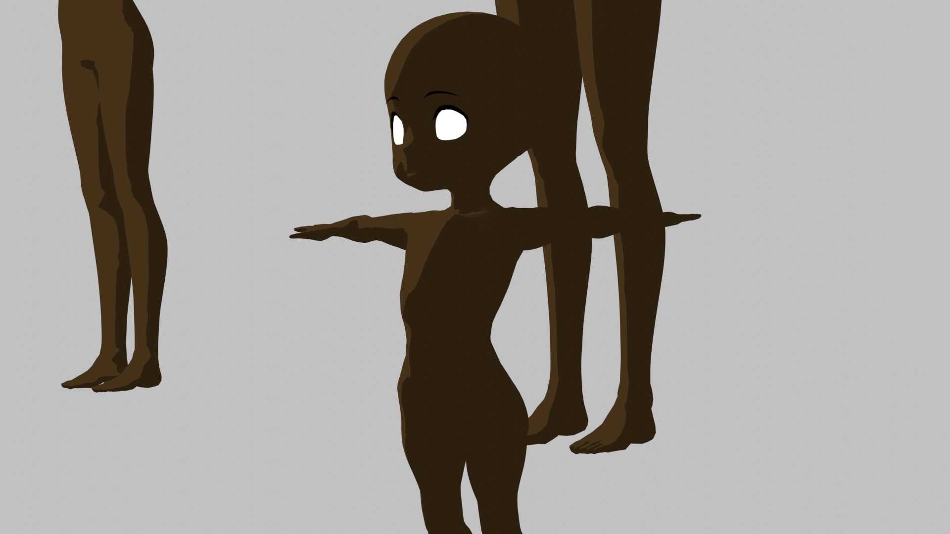 Base Meshes Black Female models Rigged - Manga - Baby to Adult Low-poly 3D model_10