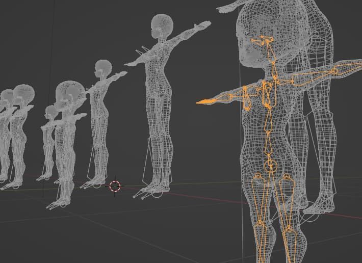 Base Meshes Black Female models Rigged - Manga - Baby to Adult Low-poly 3D model_5