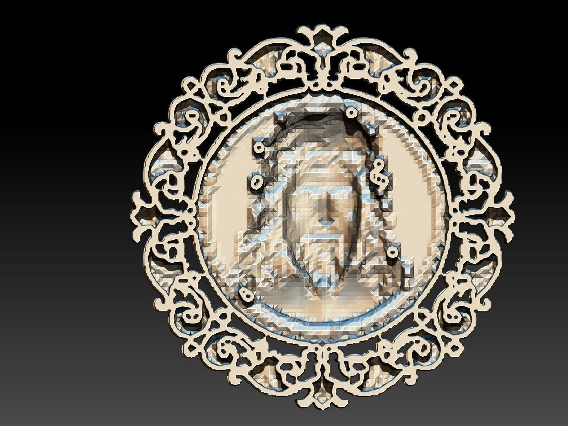 Jesus Head pendant 2 3D print model 3D print model_4