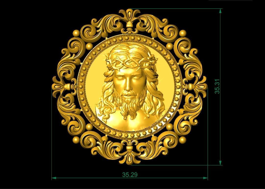 Jesus Head pendant 2 3D print model 3D print model_8