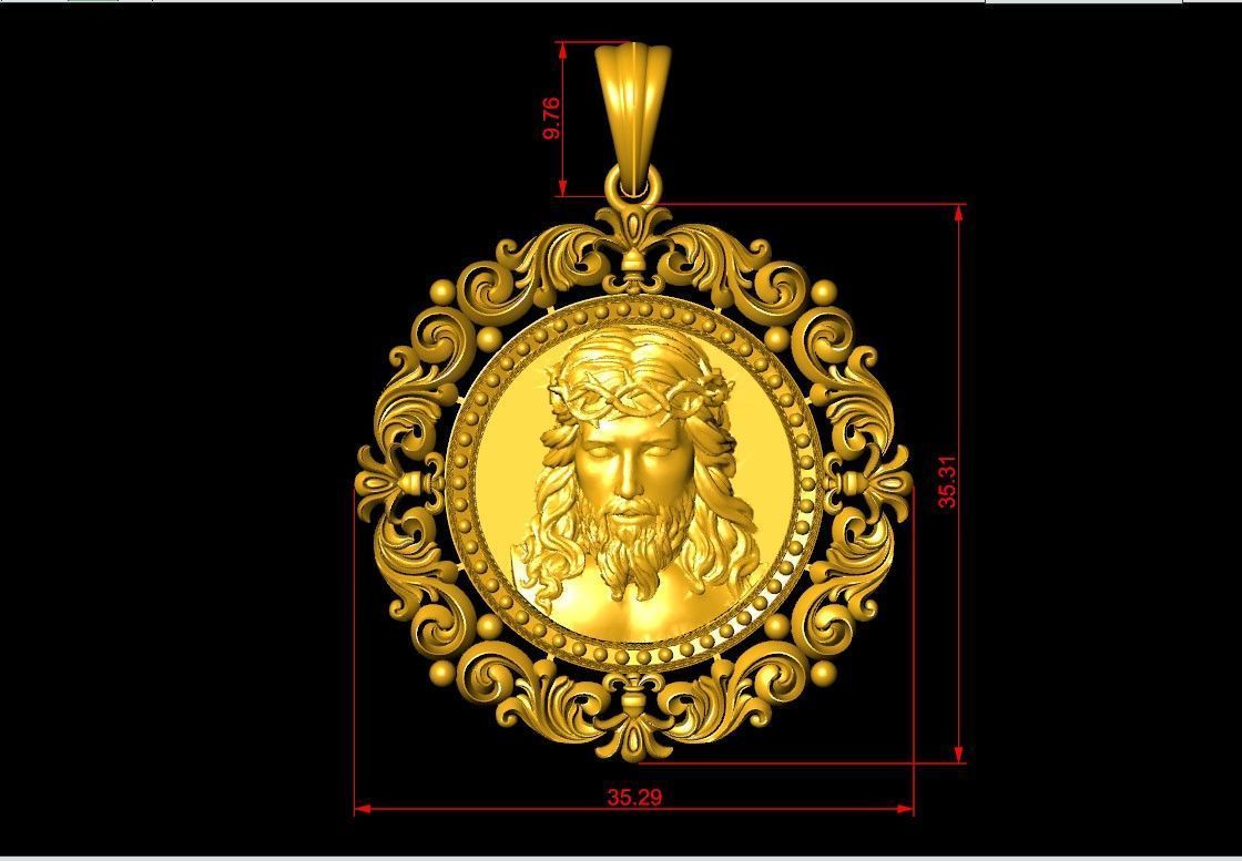 Jesus Head pendant 2 3D print model 3D print model_9