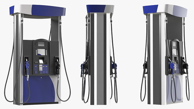 Gas Pump Blue 3D model 6