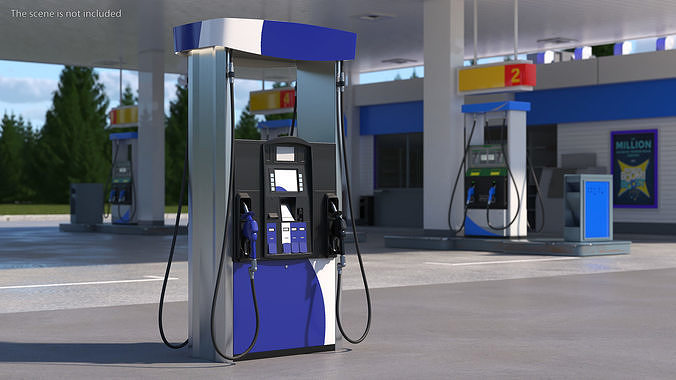Gas Pump Blue 3D model 2