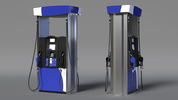 Gas Pump Blue 3D model 4