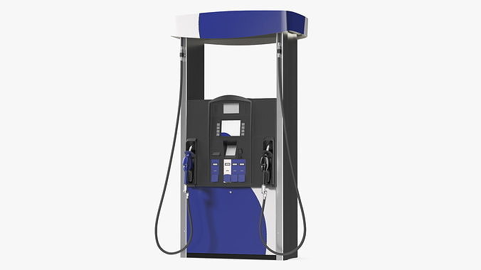 Gas Pump Blue 3D model 7