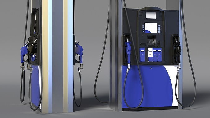 Gas Pump Blue 3D model 5