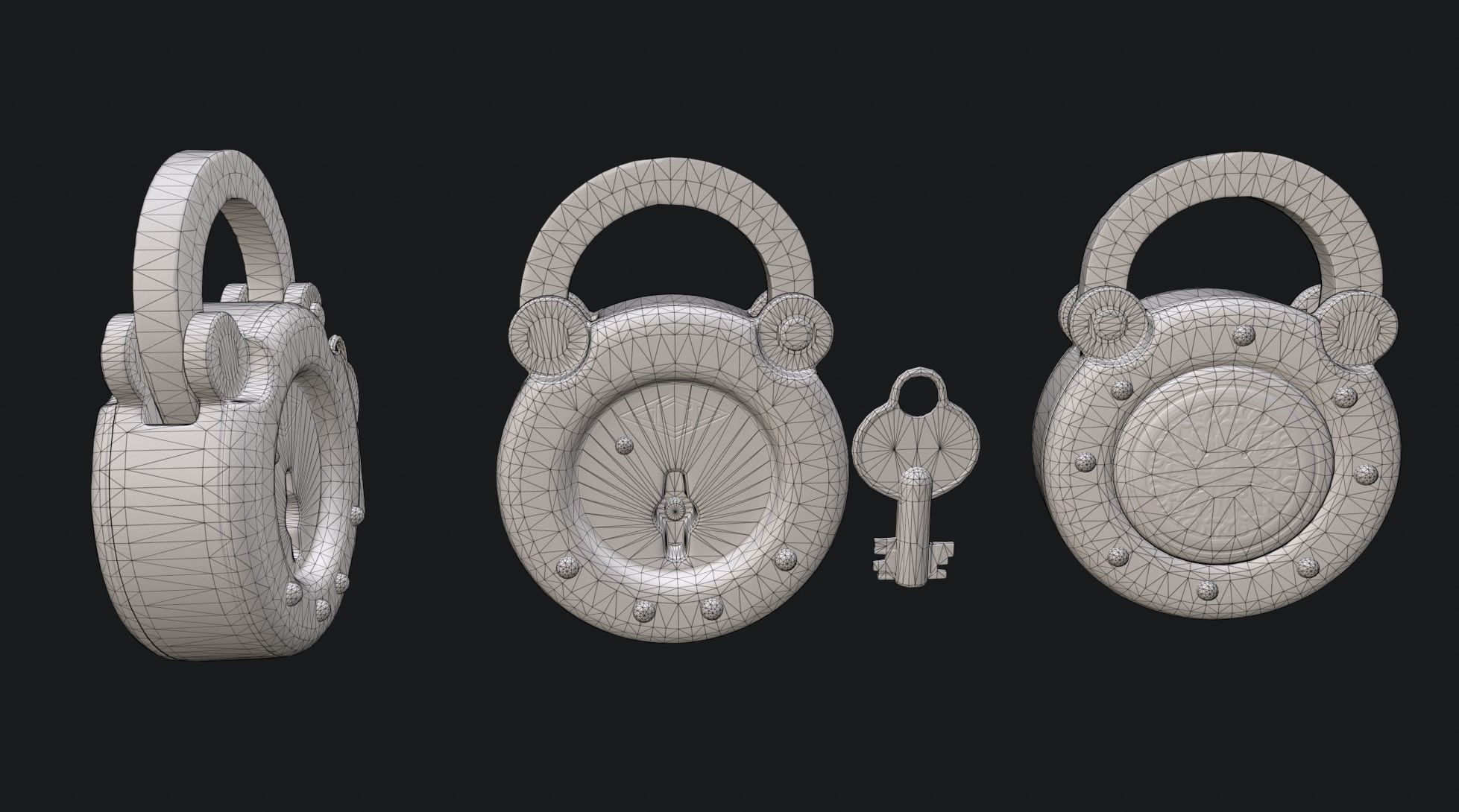 Padlock 5 Low-poly 3D model_7