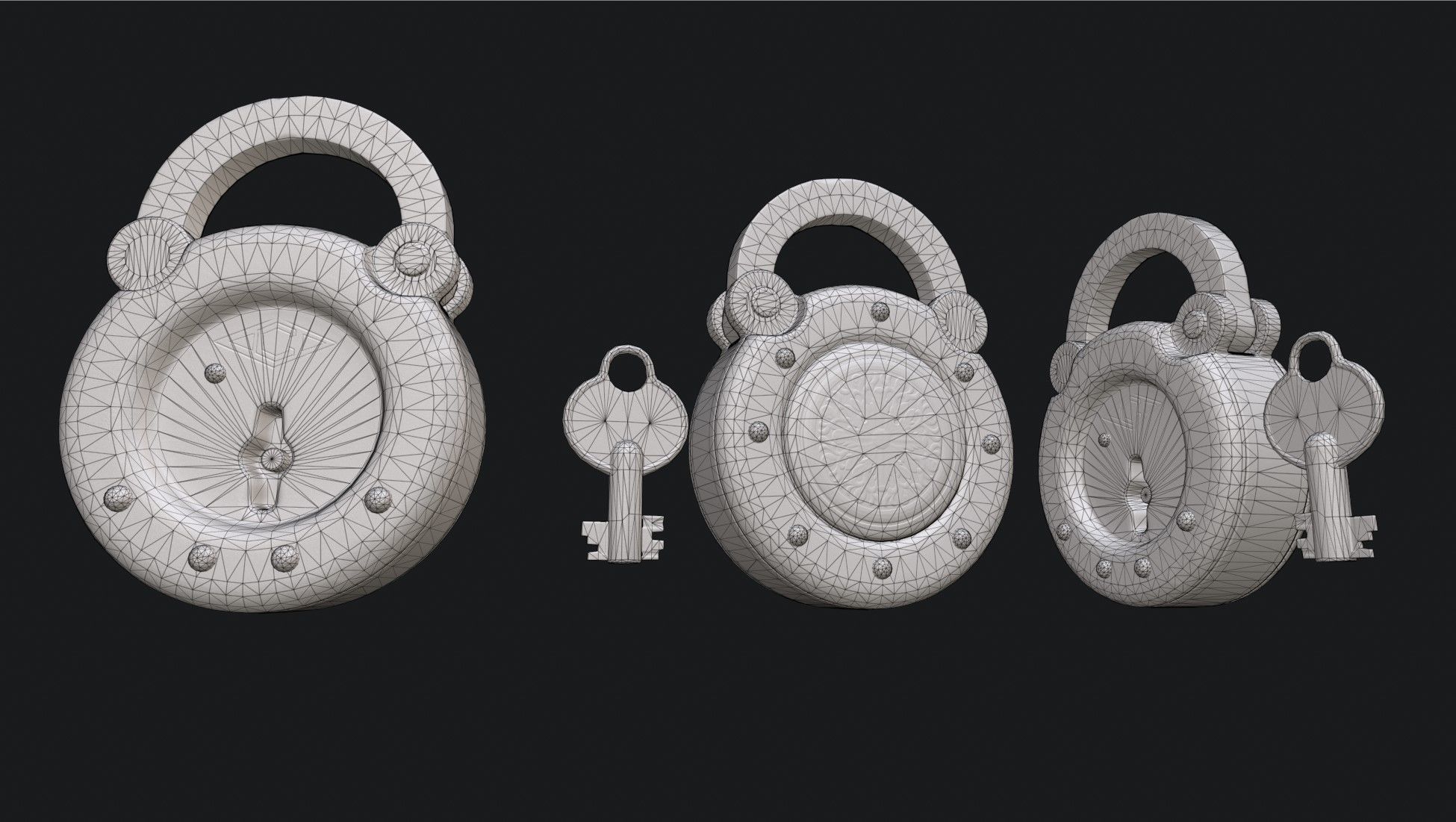 Padlock 5 Low-poly 3D model_6