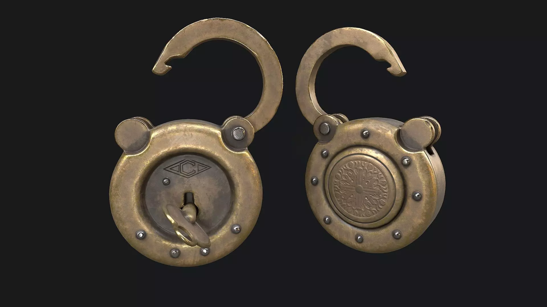 Padlock 5 Low-poly 3D model_0