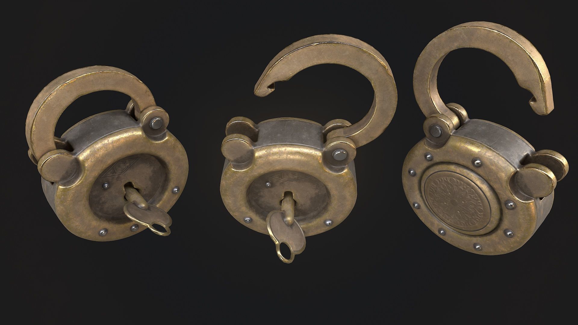 Padlock 5 Low-poly 3D model_2