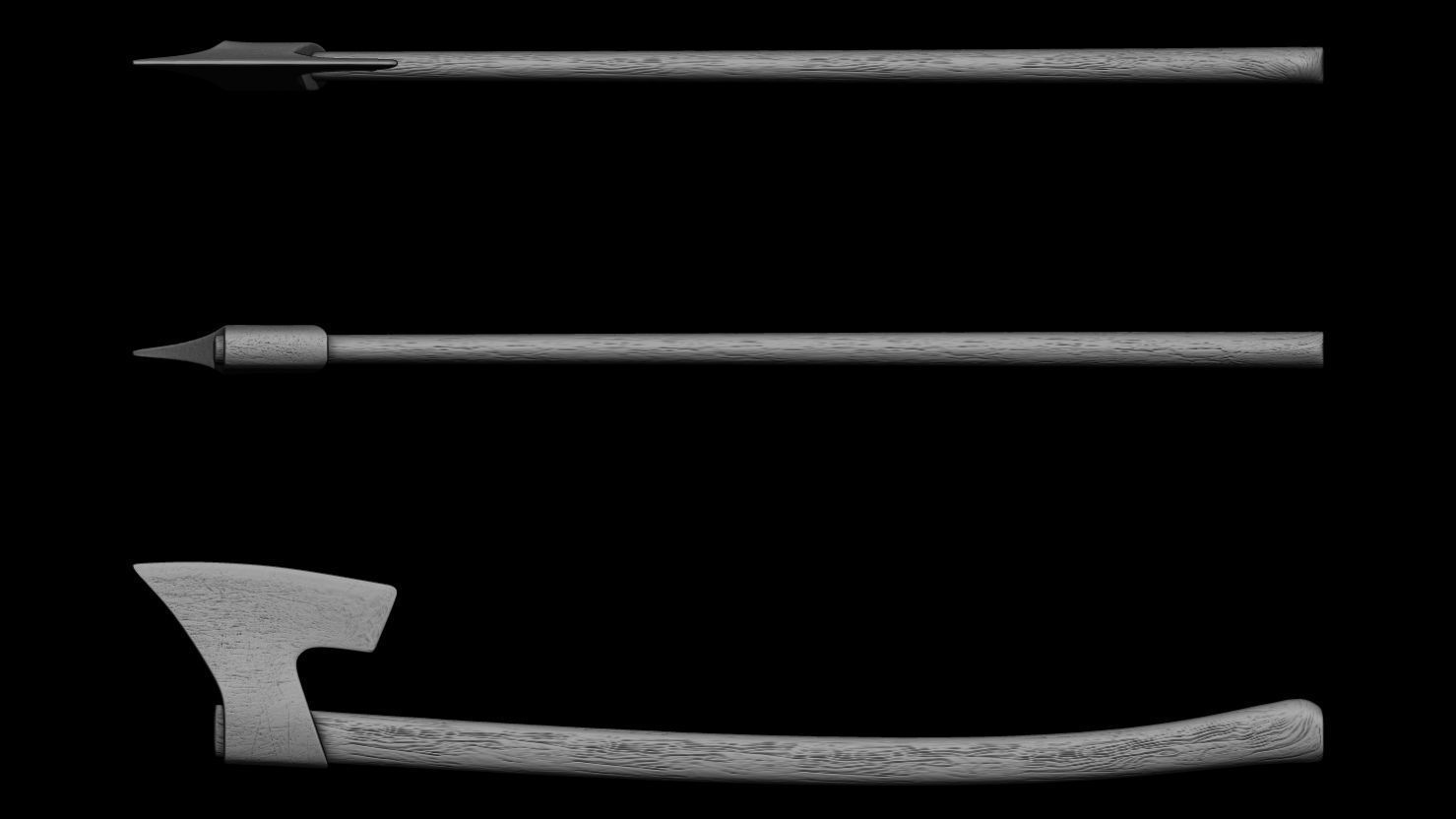 3D PRINTABLE TWO PACK AXE ACCESSORIES FOR KITBASH DIORAMAS ETC 3D print model_11