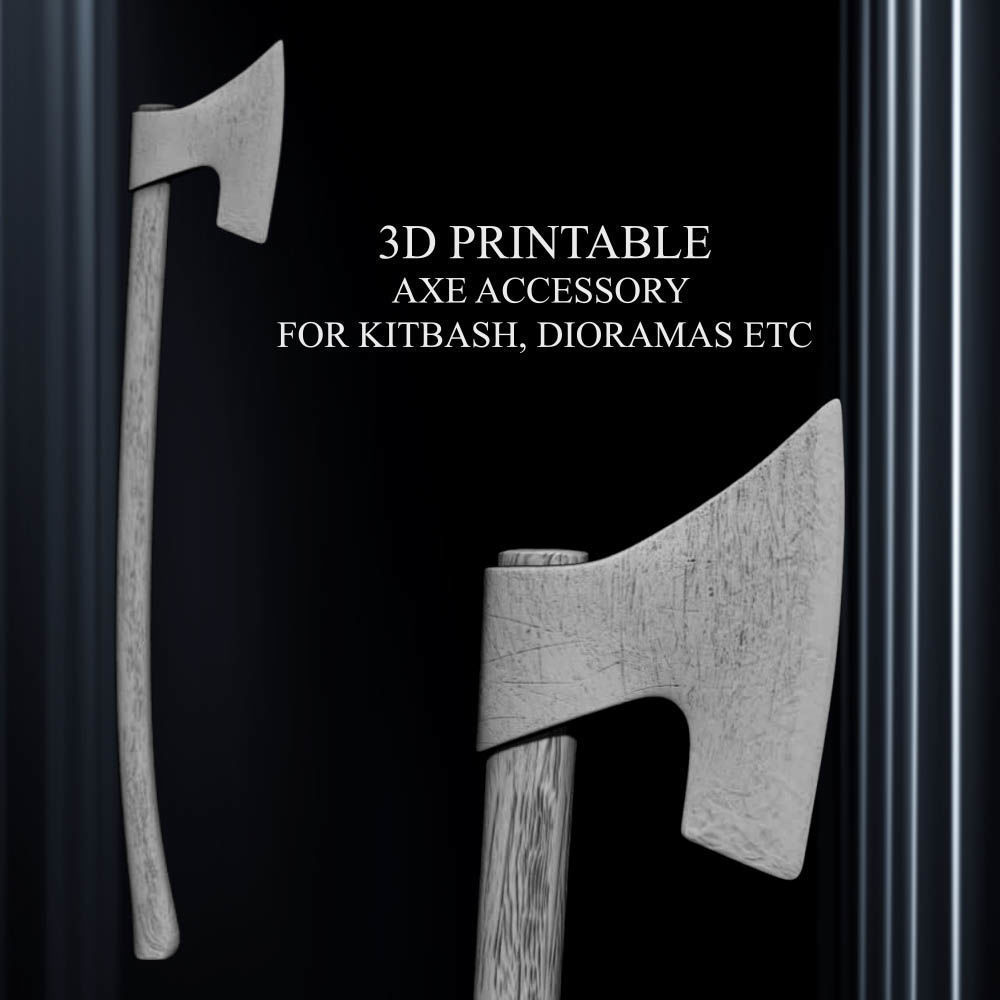 3D PRINTABLE TWO PACK AXE ACCESSORIES FOR KITBASH DIORAMAS ETC 3D print model_1