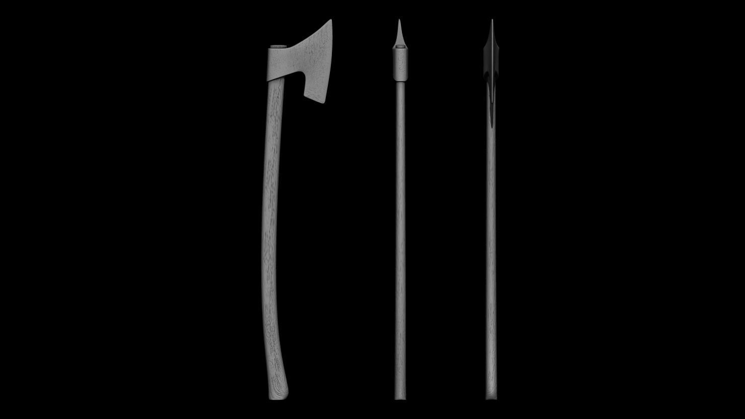 3D PRINTABLE TWO PACK AXE ACCESSORIES FOR KITBASH DIORAMAS ETC 3D print model_10