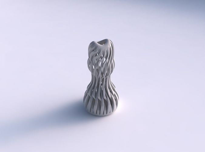 Vase twisted round top with sharp muscle sturcture streched top