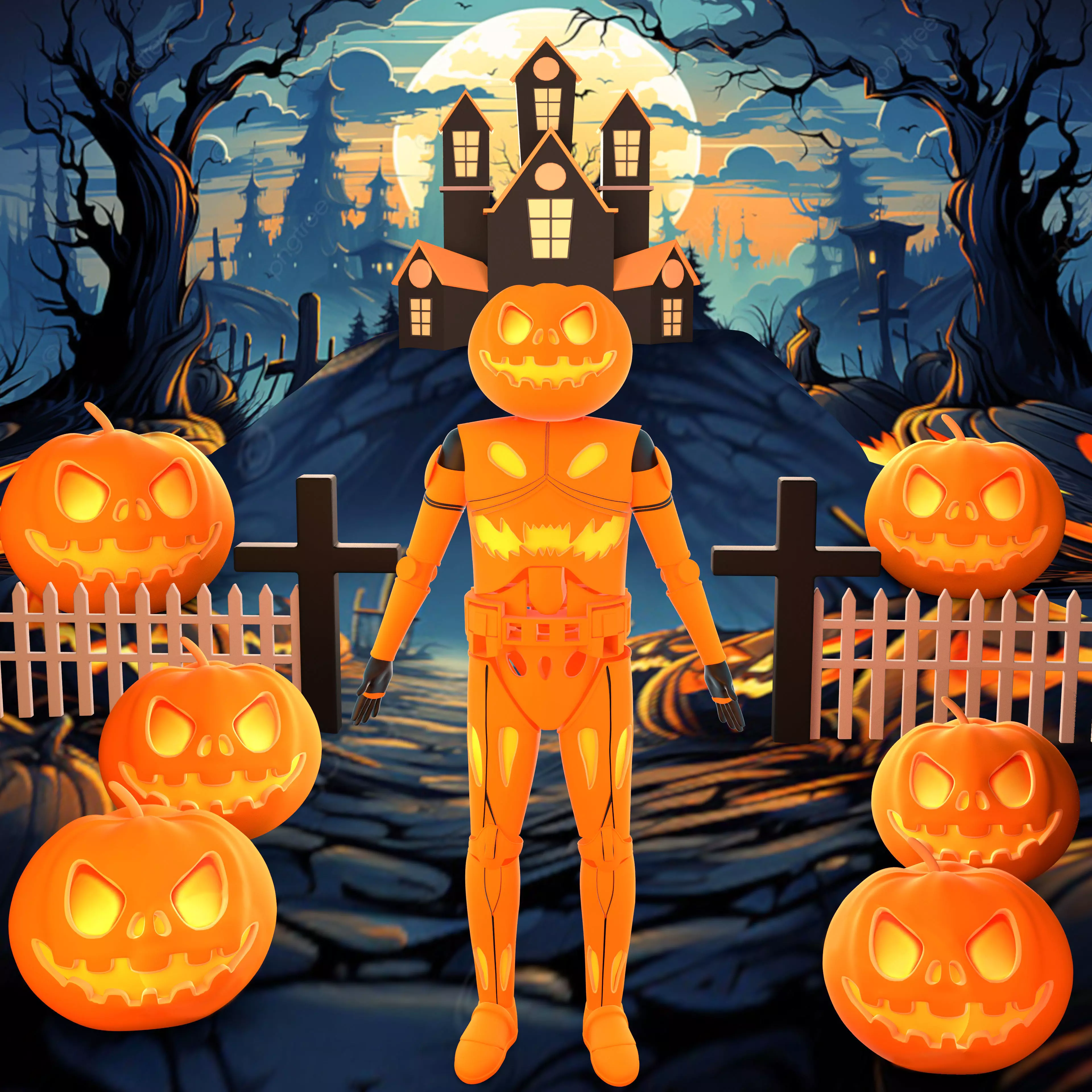 3D Halloween character Low-poly 3D model