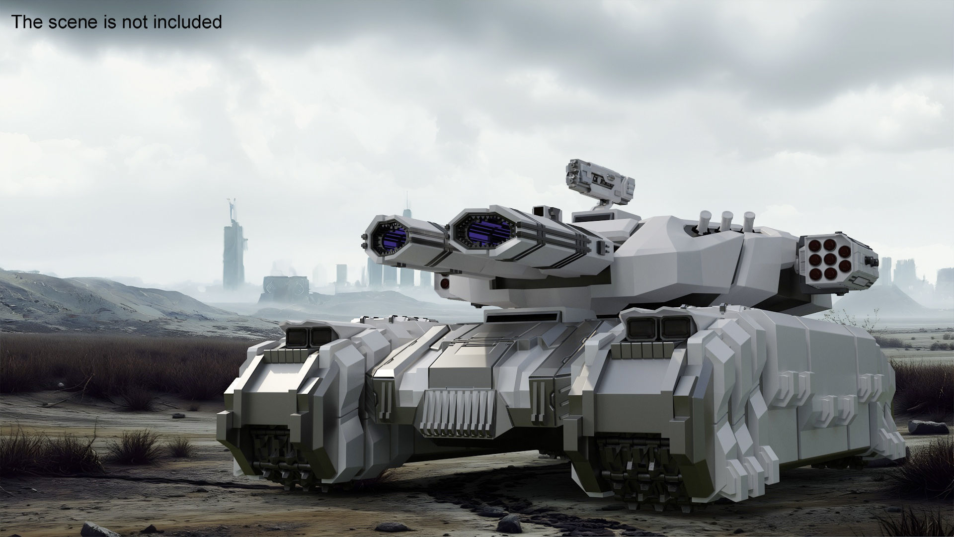 Fantastic Heavy Tank White Rigged 3D model